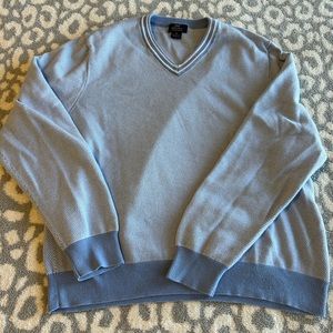 Brooks Brothers Mens M Blue Tipped V-Neck 100% Supima Cotton Sweater